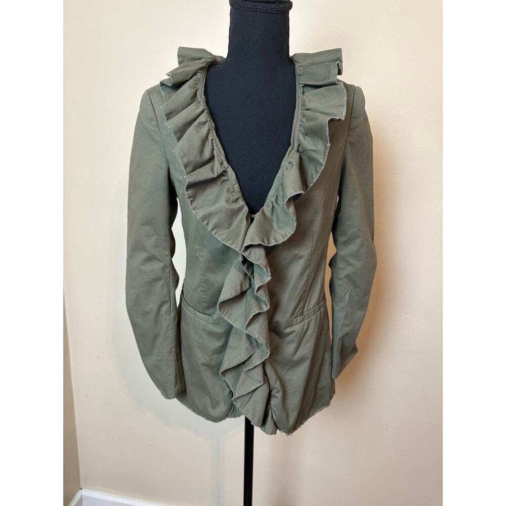 Alice + Olivia Olive Ruffle Suit Jacket